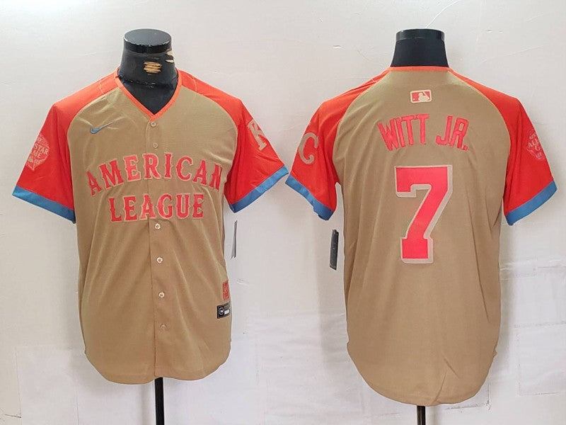 Men's American League Bobby Witt Jr. #7 Cream 2024  All-Star Game Limited Player Jersey1