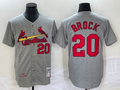 Men's St. Louis Cardinals Lou Brock #20 Gray Cooperstown Collection Player Jersey1