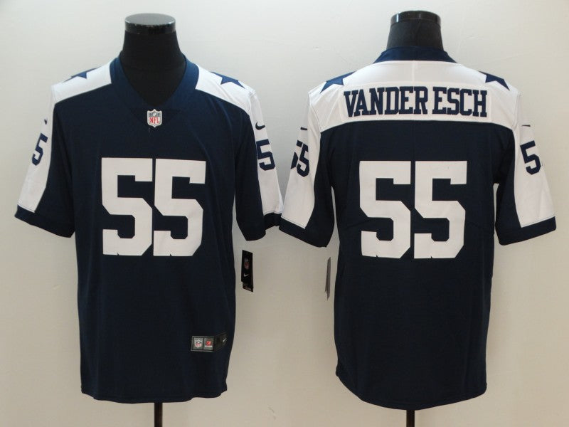 Men's Dallas Cowboys Leighton Vander Esch #55 Navy Alternate Custom1 Game Jersey1