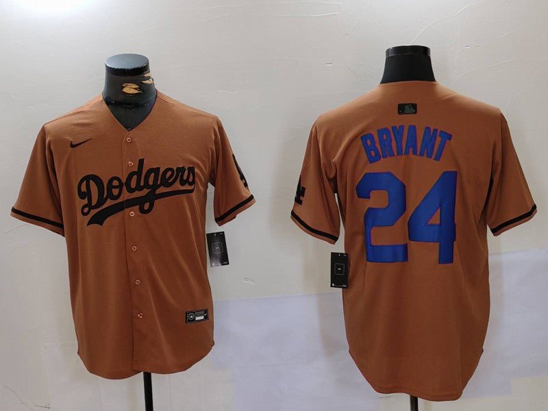 Men's Los Angeles Dodgers Kobe Bryant #24 Brown Replica Player Jersey1
