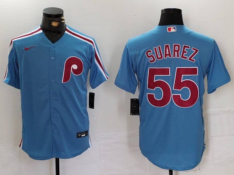 Men's Philadelphia Phillies Ranger Suarez #55 Light Blue Alternate Limited Jersey1