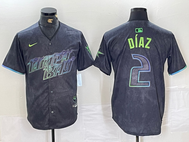 Men's Tampa Bay Rays Yandy Diaz #2 Charcoal 2024 City Connect Limited Player Jersey1