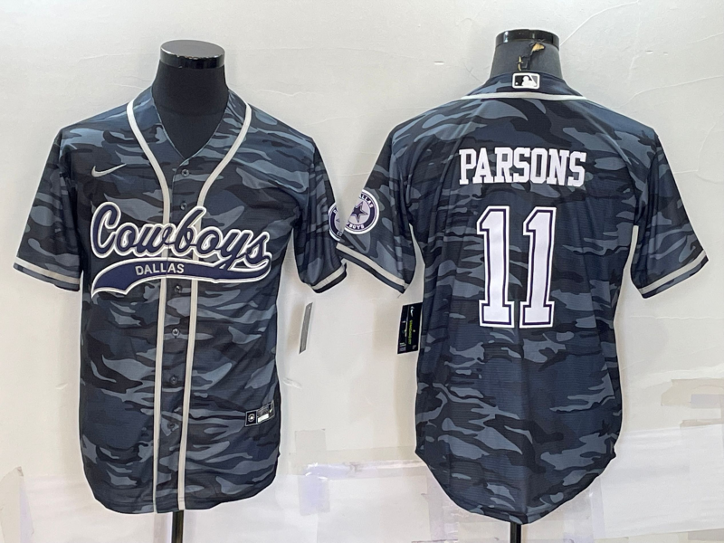 Men's Dallas Cowboys Micah Parsons #11 Grey Camouflage Game Jersey1 Joint Edition