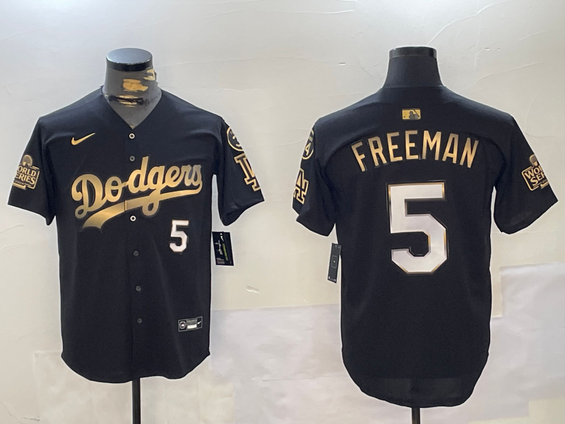 Men's Los Angeles Dodgers Freddie Freeman #5 Black Game Player Jersey