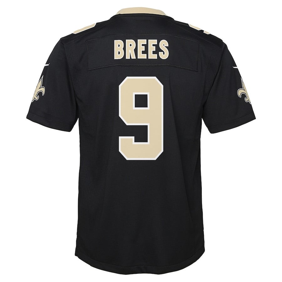 Drew Brees 9 New Orleans Saints YOUTH Team Color Game Jersey - Black