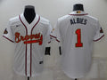 Men's Atlanta Braves Ozzie Albies #1 White Replica Game Jersey1