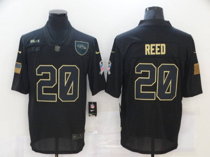 Men's Baltimore Ravens Ed Reed #20 Black Game Player Jersey1