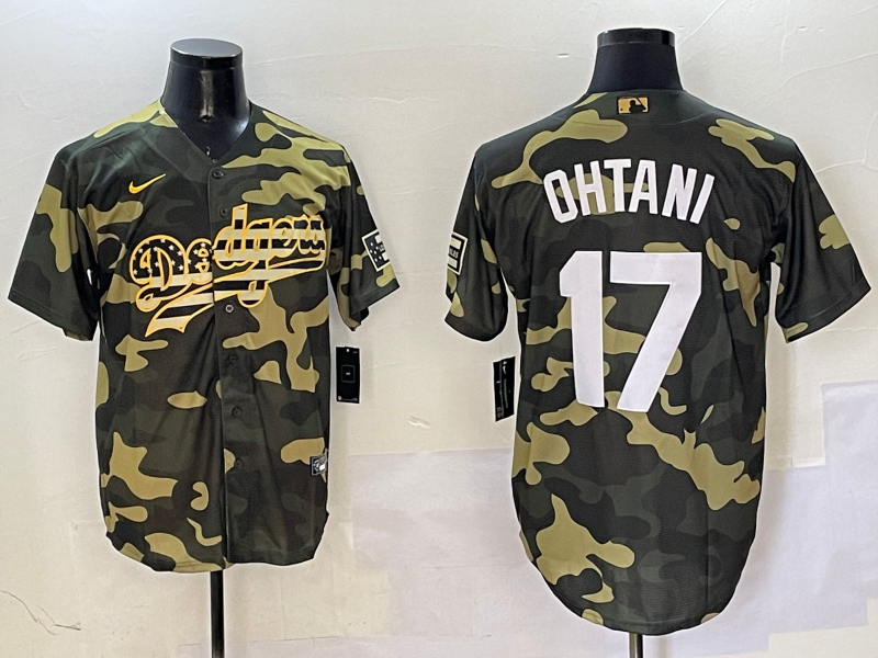 Men's Los Angeles Dodgers Shohei Ohtani #17 Camouflage Replica Player Jersey1