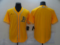Men's Oakland Athletics Gold Alternate Replica Blank Jersey1
