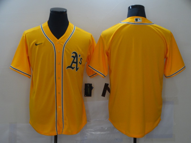 Men's Oakland Athletics Gold Alternate Replica Blank Jersey1