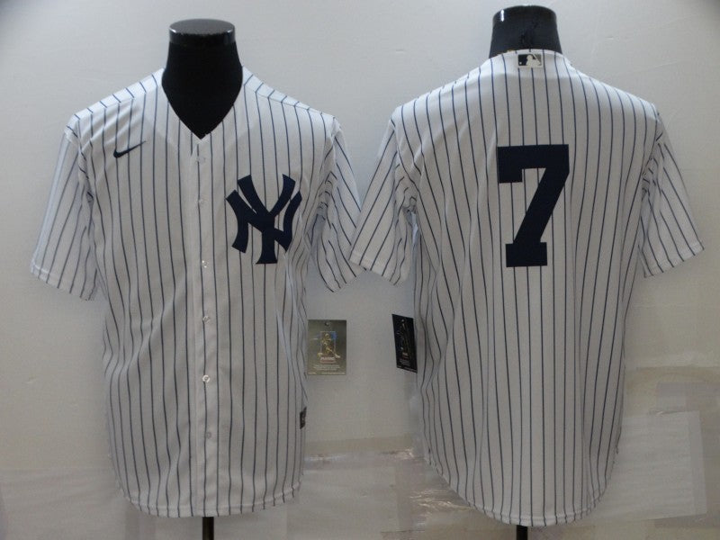 Men's New York Yankees Mickey Mantle #7 White Home Replica Player Name Jersey1