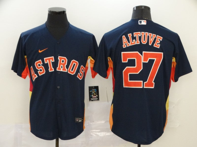 Men's Houston Astros Jose Altuve #27 Navy Replica Baseball Jersey1