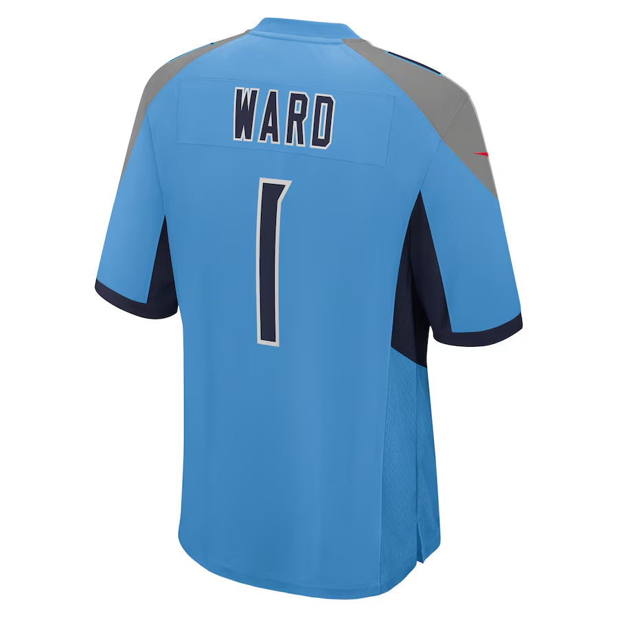 Tennessee Titans Cameron Ward  Light Blue 2025  Draft First Round Pick Game Jersey