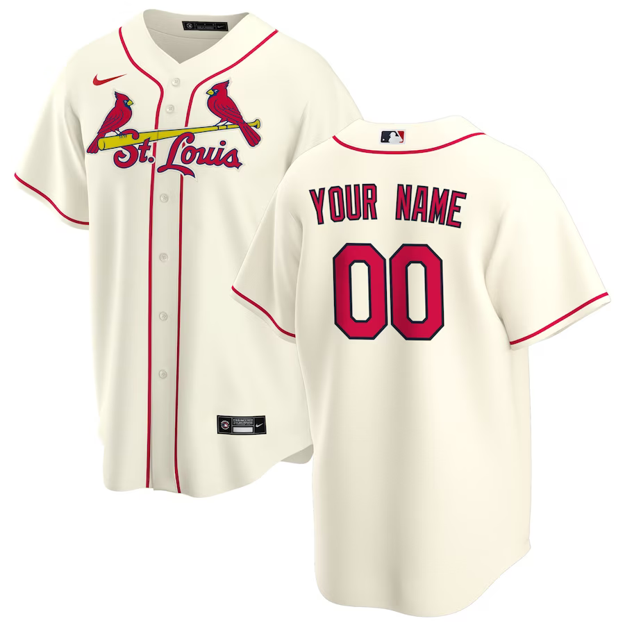 Men's St. Louis Cardinals Cream Alternate Replica Custom Jersey1