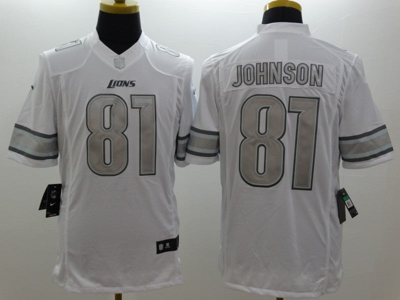 Men's Detroit Lions Calvin Johnson #81 White Game Player Jersey1