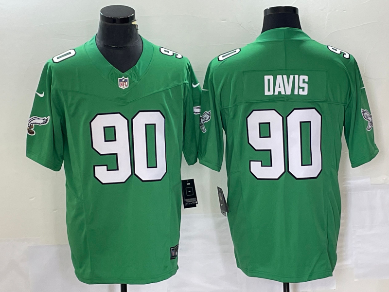 Men's Philadelphia Eagles Jordan Davis #90 Kelly Green Game Jersey1