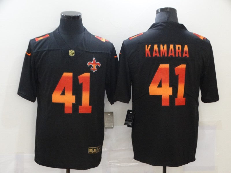 Men's New Orleans Saints Alvin Kamara #41 Black Authentic Game Player Jersey1