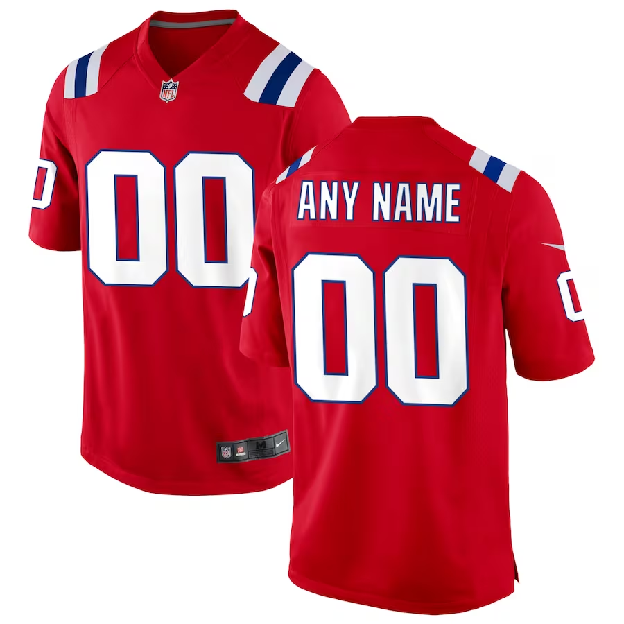Custom1 New England Patriots Red Alternate Jersey1