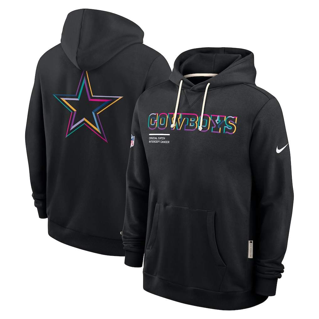 Men's Dallas Cowboys  Black Tall 2025  Crucial Catch Sideline Standard Issue Dri-FIT Hoodie