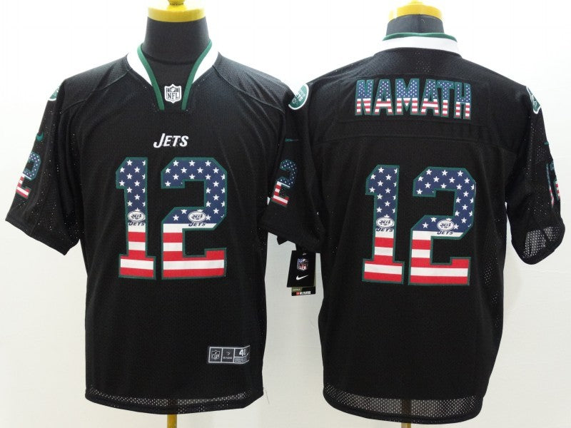 Men's New York Jets Joe Namath #12 Black Game Player Jersey1