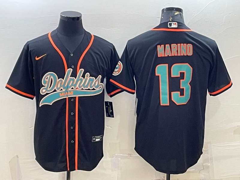 Men's Miami Dolphins Dan Marino #13 Black Game Jersey1 Joint Edition