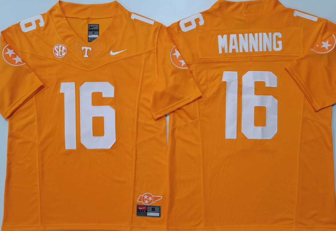 Men's Tennessee Volunteers Manning #16 Orange Game Jersey