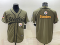 Men's Pittsburgh Steelers Olive 2022 Salute To Service Limited Jersey1