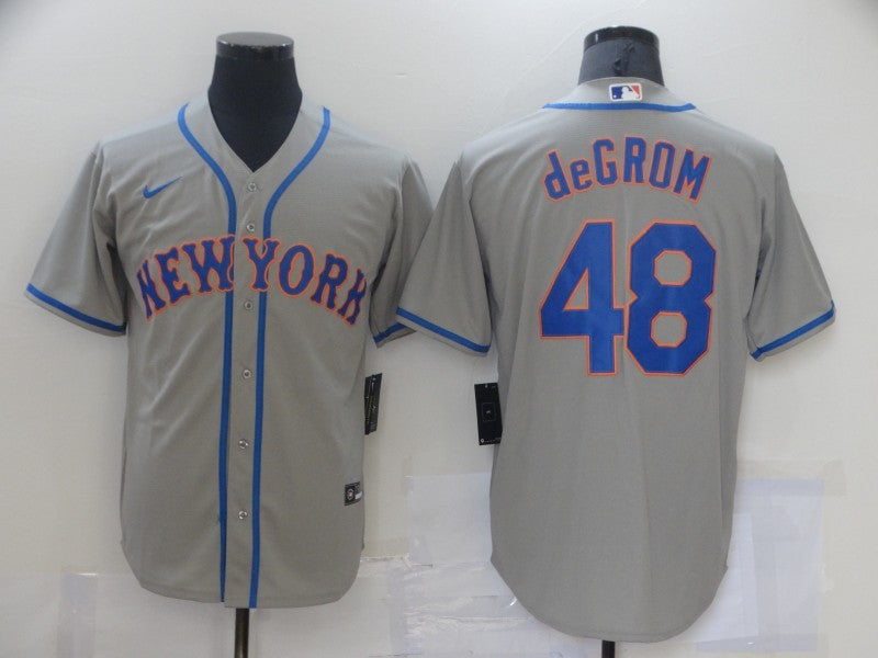 Men's New York Mets Jacob deGrom #48 Gray Replica Baseball Jersey1