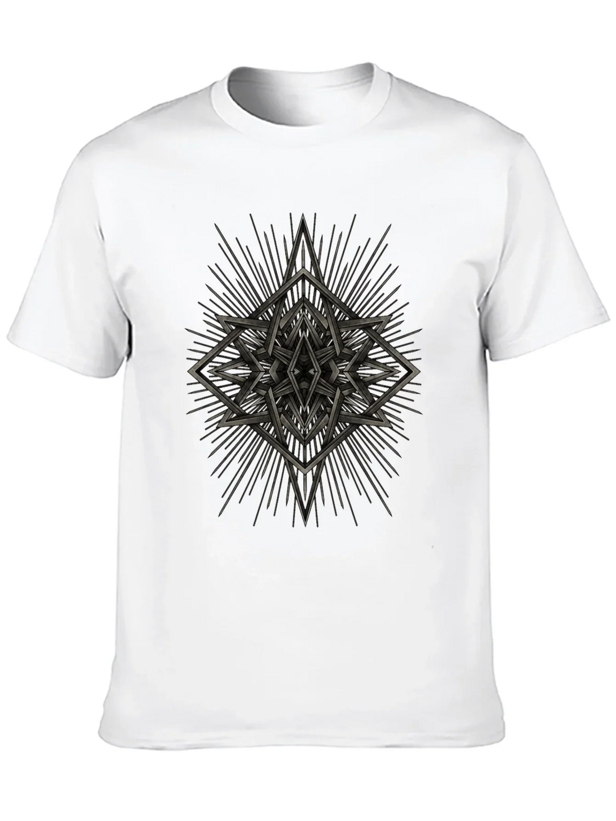Geometric Starburst Graphic Tee - Black