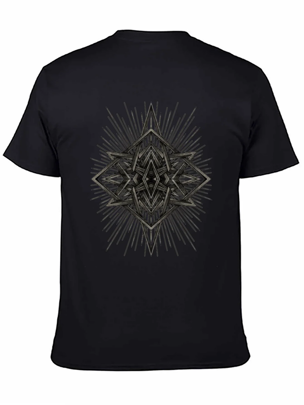 Geometric Starburst Graphic Tee - Black