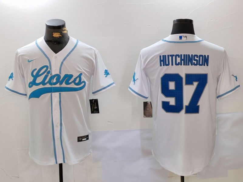 Men's Detroit Lions Aidan Hutchinson #97 White Player Jersey1