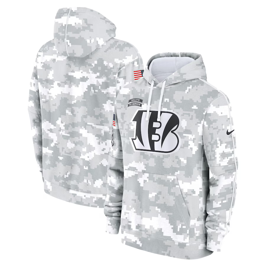 Men's Cincinnati Bengals Arctic Camo 2024 Salute to Service Club Fleece Pullover Hoodie2