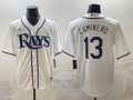 Men's Tampa Bay Rays Junior Caminero #13 White Home Replica Player Jersey