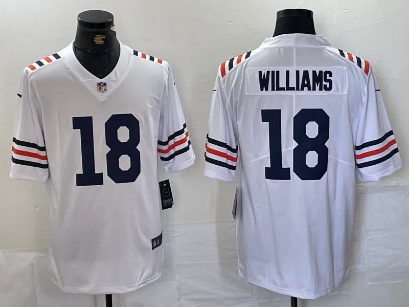 Men's Chicago Bears Caleb Williams #18 White 2024  Draft 2nd Alternate Game Player Jersey1