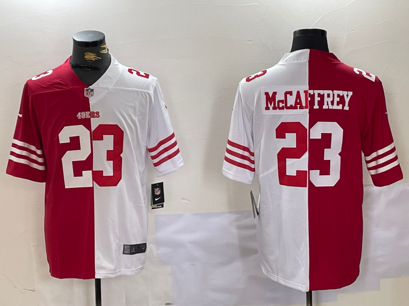 Men's San Francisco 49ers Christian McCaffrey #23 Scarlet/White Player Game Jersey1