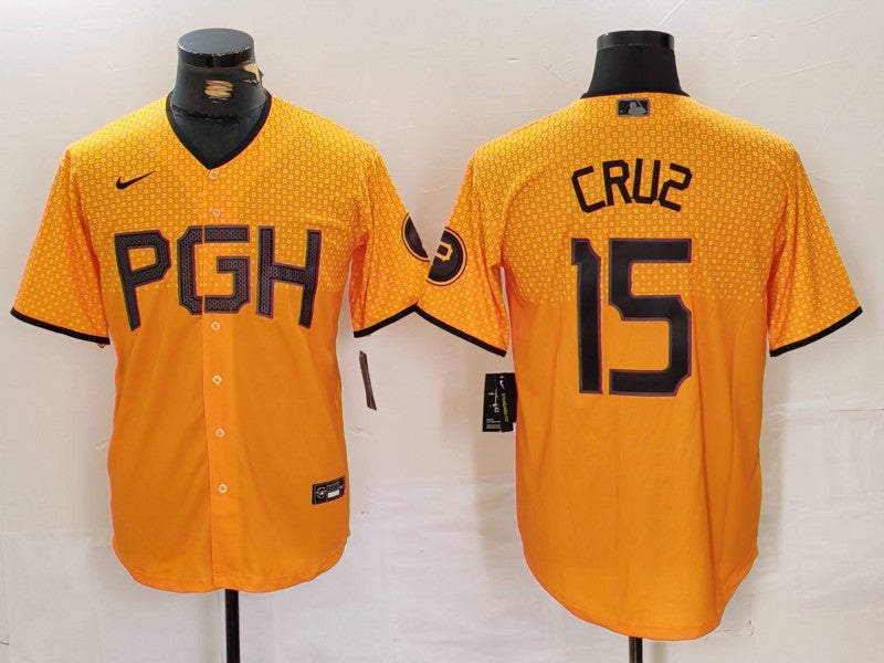 Men's Pittsburgh Pirates Oneil Cruz #15 Gold City Connect Limited Player Jersey1