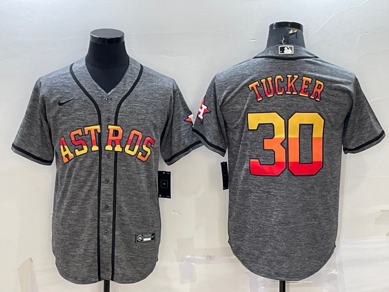 Men's Houston Astros Kyle Tucker #30 Gray Replica Team Jersey1