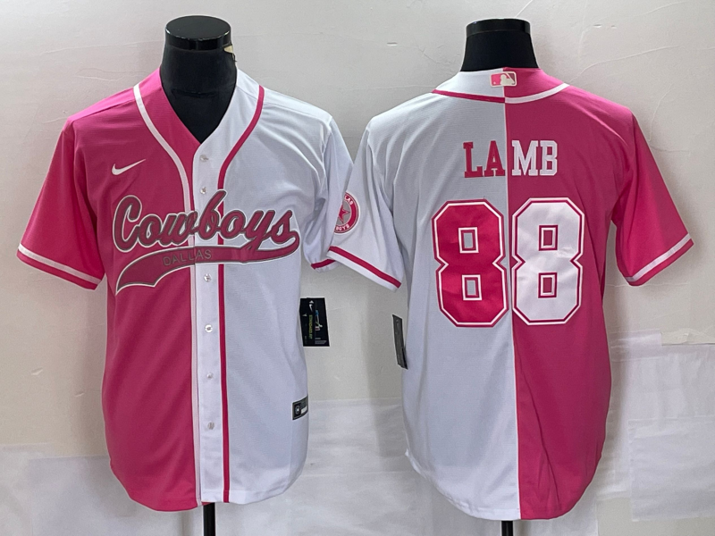 Men's Dallas Cowboys CeeDee Lamb #88 Pink/White Game Jersey1 Joint Edition