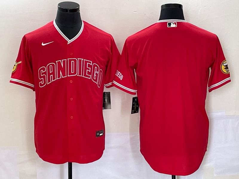 Men's San Diego Padres Red Replica Blank Jersey1