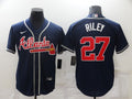 Men's Atlanta Braves Austin Riley #27 Navy Replica Player Jersey1