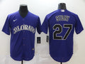 Men's Colorado Rockies Trevor Story #27 Purple Replica Baseball Jersey1