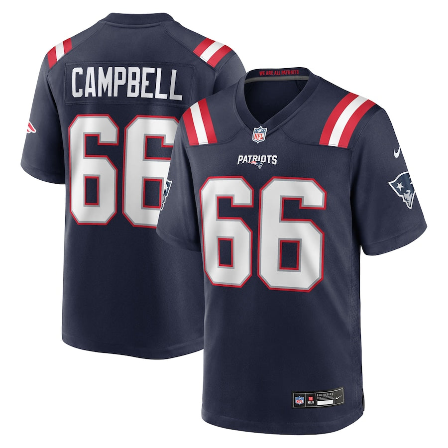 Men's New England Patriots Will Campbell  Navy 2025  Draft First Round Pick Game Jersey