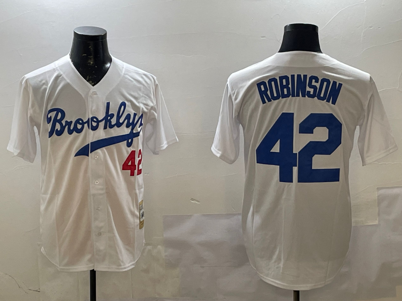 Men's Los Angeles Dodgers Jackie Robinson #42 White Cooperstown Collection Player Jersey