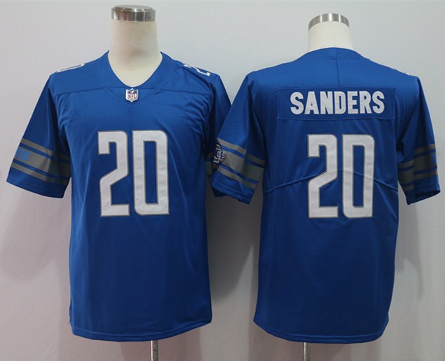 Men's Detroit Lions Barry Sanders #20 Blue Game Retired Player Jersey1