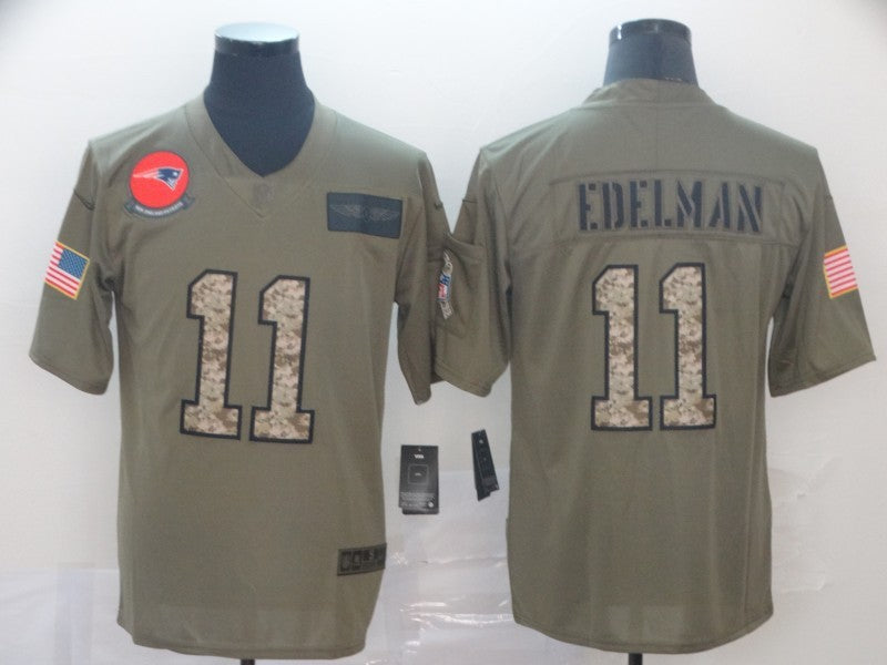 Men's New England Patriots Julian Edelman #11 Brown Player Game Jersey1