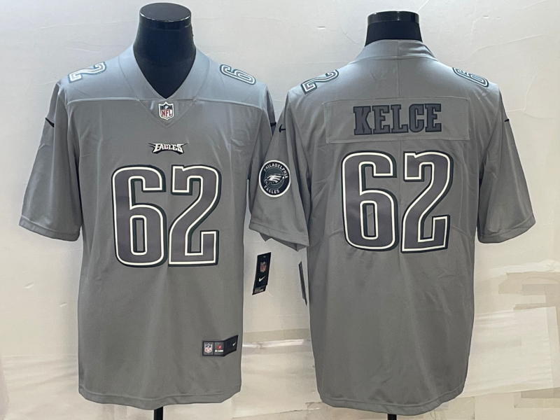 Men's Philadelphia Eagles Jason Kelce #62 Gray Atmosphere Fashion Game Jersey1