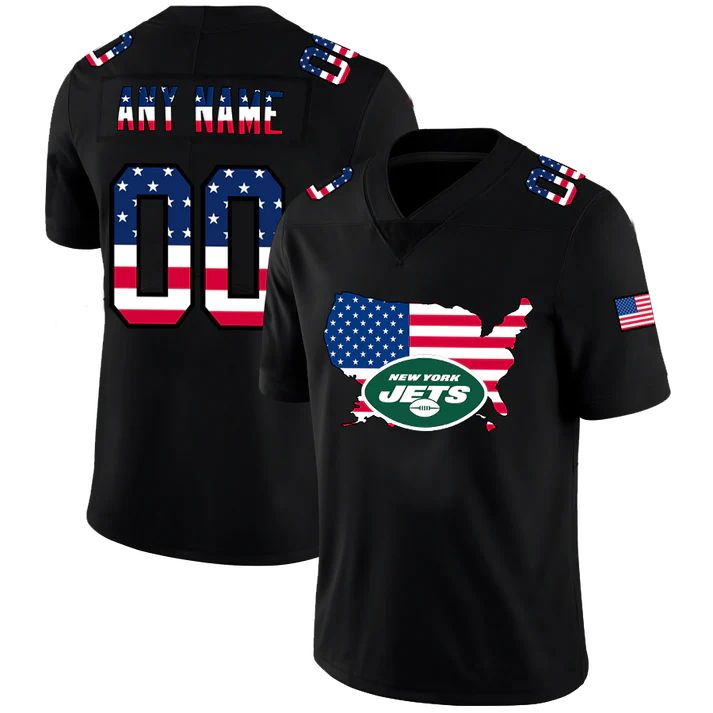 Custom1 New York Jets Black Limited Fashion Flag American Stitched Jersey1 Football Jerseys