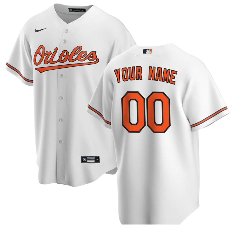 Men's Baltimore Orioles White Replica Custom Jersey1