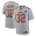 Men's Kansas City Chiefs #32 Bolton  Gray Super Bowl LVII Patch Atmosphere Fashion Game Jersey1