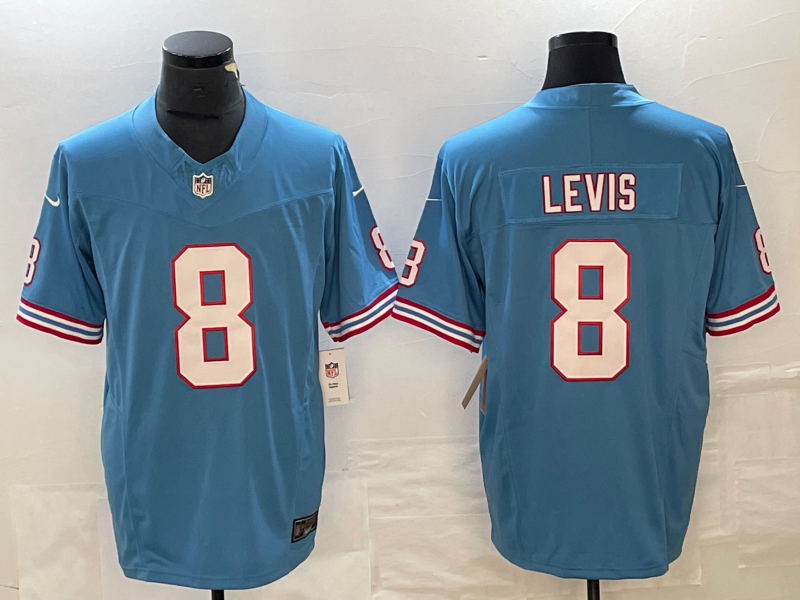 Men's Tennessee Titans Will Levis #8 Light Blue Oilers Throwback Legend Player Jersey1